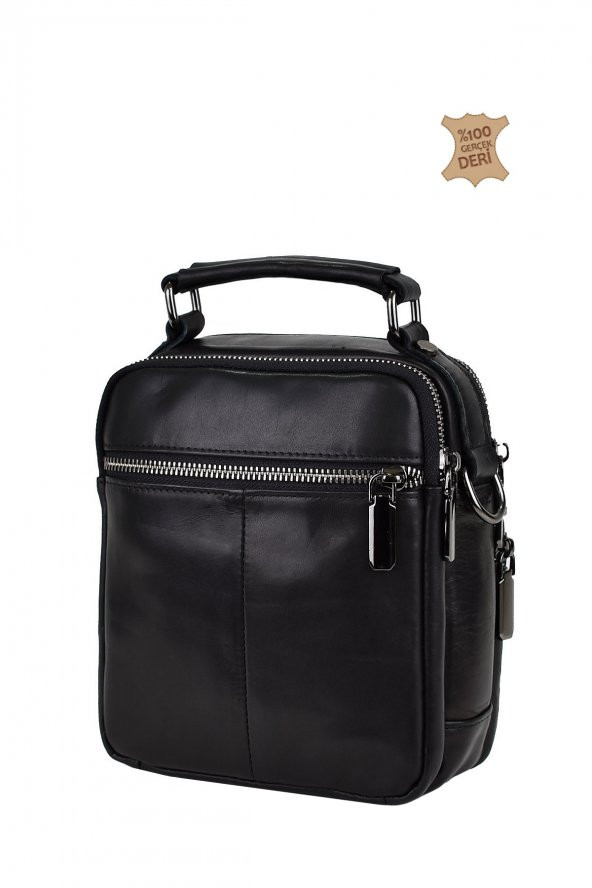 Elatae Ççs Çok Gözlü Hakiki Deri Erkek Çantası Siyah 31438 - Resim 6