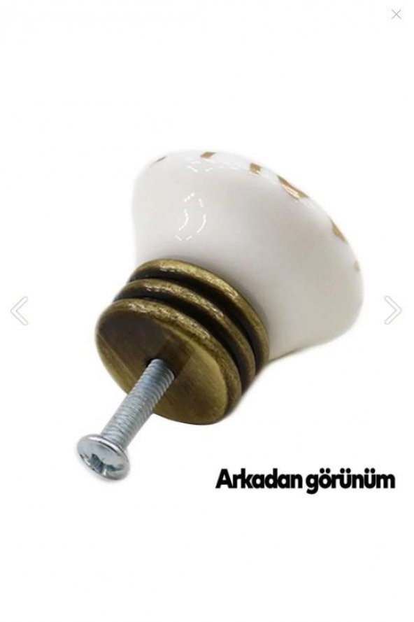 Porselen Düğme Mobilya Çekmece Dolap Kapak Kulpu Kulbu Beyaz Antik Sarı - Resim 6