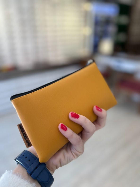 Sarı Özel Tasarım Fermuarlı Gözlük Kılıfı - Çanta