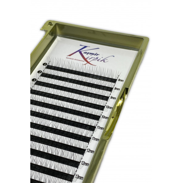 Kaşmir Kirpik Volume hazır demet D kıvrım 3D 0.07 mm mix kutu kirpik - 3