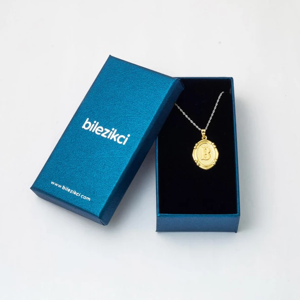 14 Ayar İtalyan B Harfi Altın Kolye Ucu - Resim 3