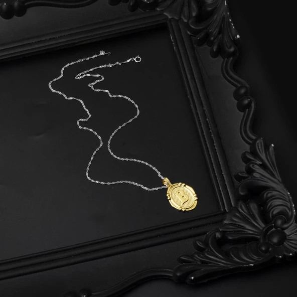 14 Ayar İtalyan B Harfi Altın Kolye Ucu - Resim 4