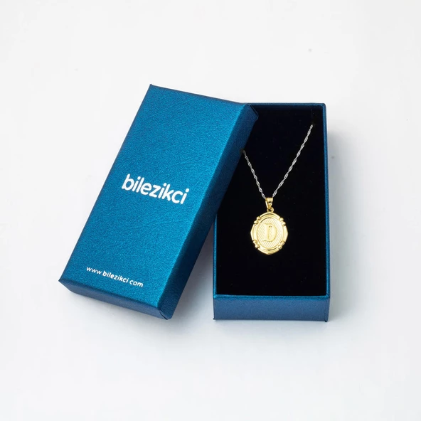 14 Ayar İtalyan D Harfi Altın Kolye Ucu - Resim 3