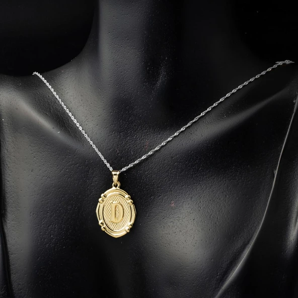 14 Ayar İtalyan D Harfi Altın Kolye Ucu - Resim 2