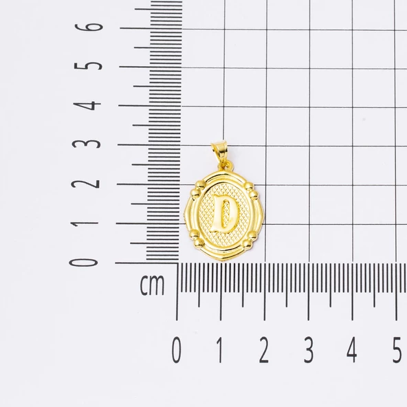 14 Ayar İtalyan D Harfi Altın Kolye Ucu - Resim 5