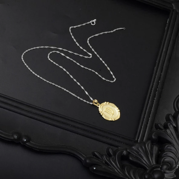 14 Ayar İtalyan D Harfi Altın Kolye Ucu - Resim 4