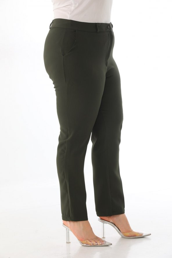 Kadın Büyük Beden Normal Bel Kumaş Pantolon - 6