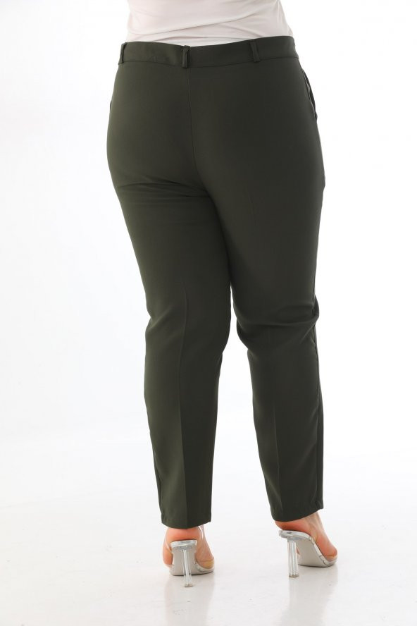 Kadın Büyük Beden Normal Bel Kumaş Pantolon - 7