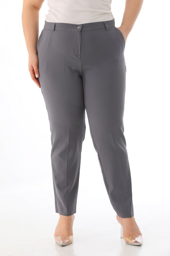 Kadın Büyük Beden Normal Bel Kumaş Pantolon - 8