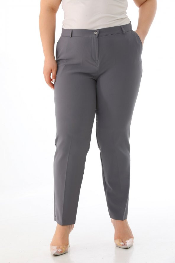 Kadın Büyük Beden Normal Bel Kumaş Pantolon - 9