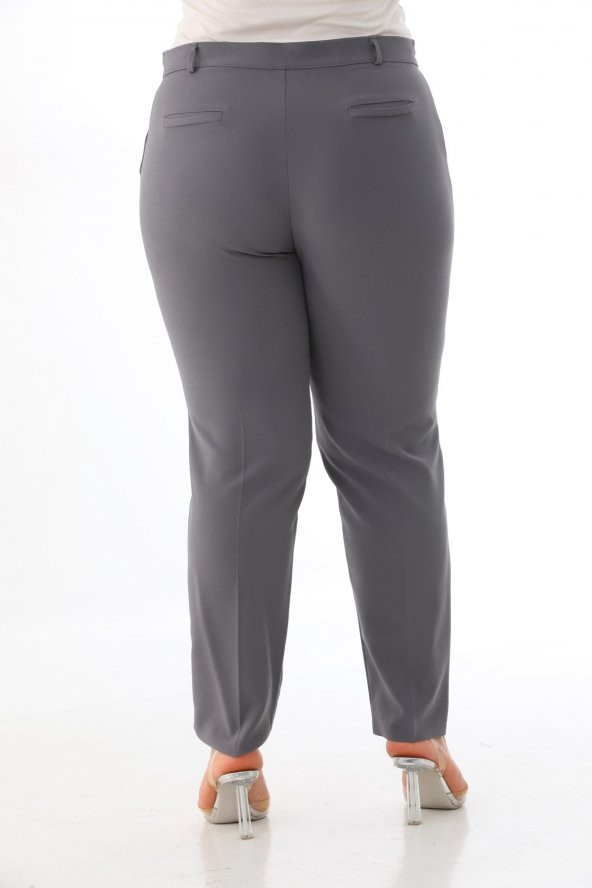 Kadın Büyük Beden Normal Bel Kumaş Pantolon - 11