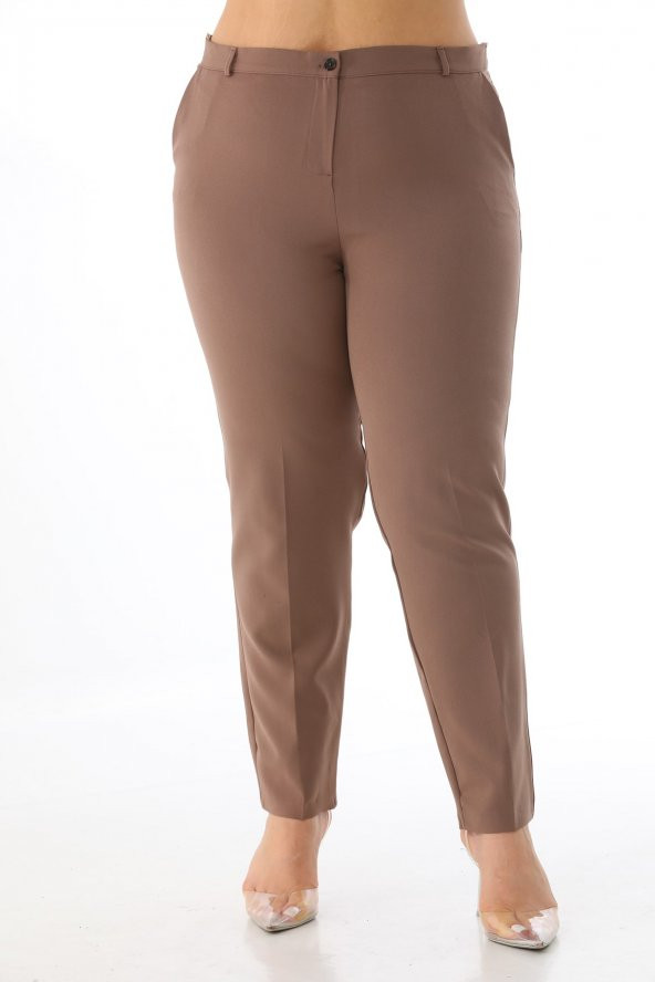 Kadın Büyük Beden Normal Bel Kumaş Pantolon - 12