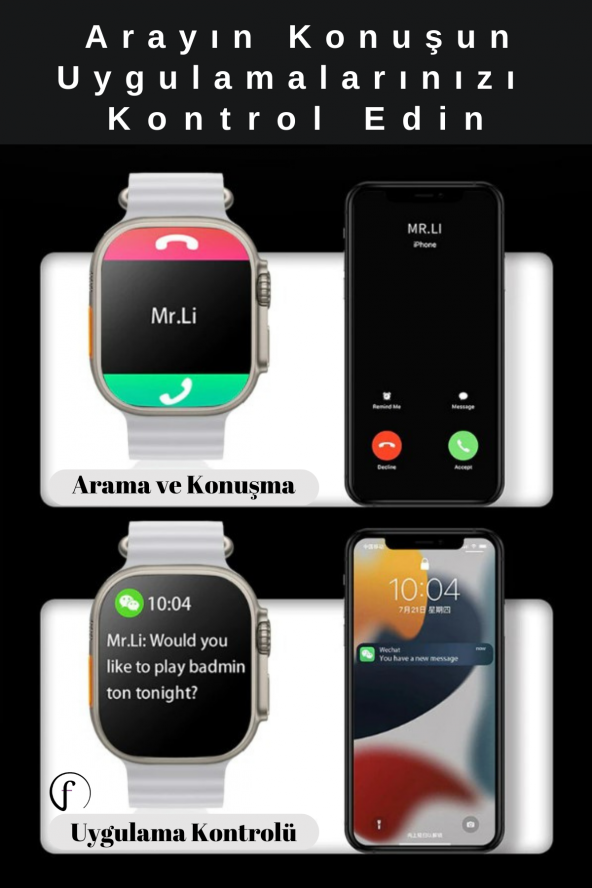 Fuchsia Watch Ultra8 Max Bluetooth Arama NFC 2.1 inç 49mm Akıllı Saat - 5