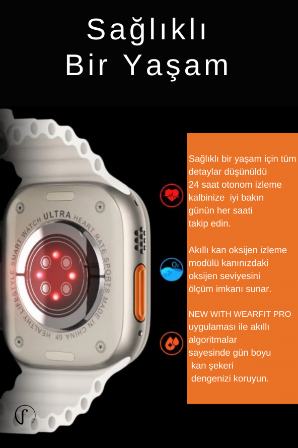 Fuchsia Watch Ultra8 Max Bluetooth Arama NFC 2.1 inç 49mm Akıllı Saat - 6