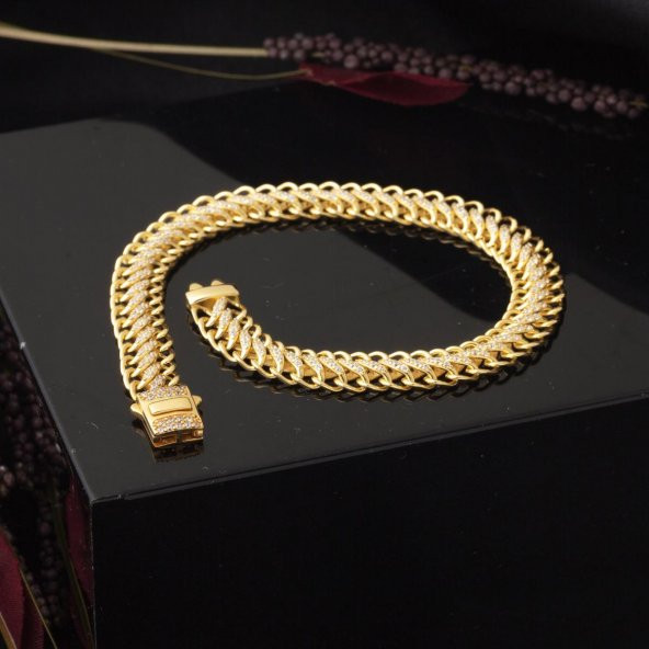 Viyana Örme Zincir 14 Ayar Altın Bileklik - Resim 3