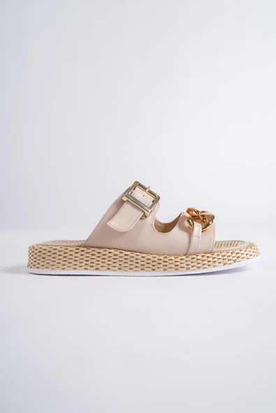 Mambo Zincir Tokalı Ten Rengi Günlük Kadın Hasır Terlik - 2