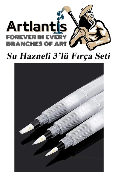 Su Hazneli Kalem Fırça 3 lü 1 Paket Suluboya Kaligrafi Hat Fırçası Sulu Boya Su Hazneli Kalem Doldurulabilir - 4