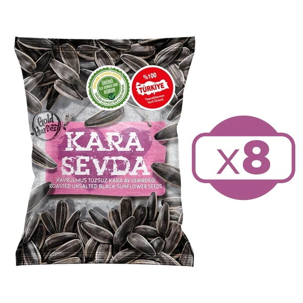 Kara Sevda Ay Çekirdeği 225 gr Tuzsuz x 8 Paket (2 kg)