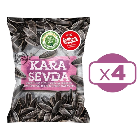 Kara Sevda Ay Çekirdeği 225 gr Tuzsuz x 4 Paket (1 kg)