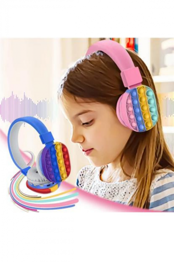 Gökkuşağı Eğlenceli Bluetooth Stereo Kulak Üstü Kulaklık V6 Mix - 3