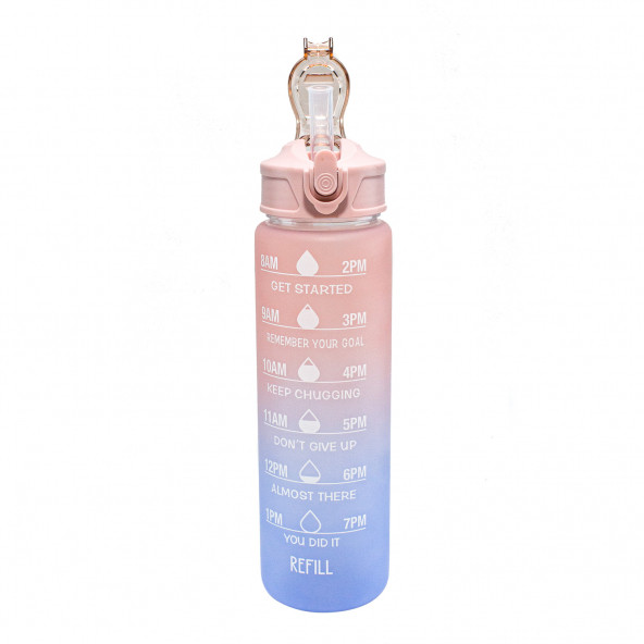 Su Matarası 2 v 1 Litre 2'Li Suluk Tritan Bpa İçermez Suluk Pembe - 4