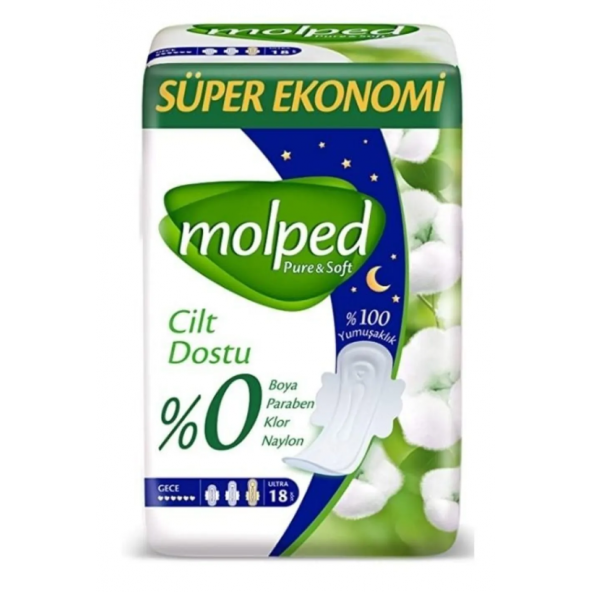 Molped Pure Ve Soft Gece Ekstra Uzun 18li