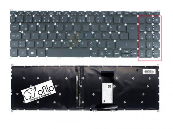 Acer Aspire 5 A515-56G-5004 Klavyesi (Siyah TR) ışıklı