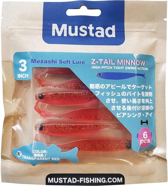 Mustad Mezashi Z-Tail Minnow Sahte Balığı 9 cm 6 Lı Paket - 6