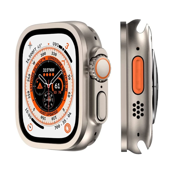 Apple Watch Ultra 49mm Zore ALM-01 Metal Çerçeveli Ekran Koruyucu - 5