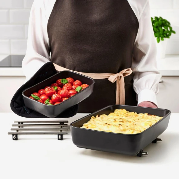 IKEA Lyckad Fırın Servis Kabı - 2 adet - Koyu Gri - 2