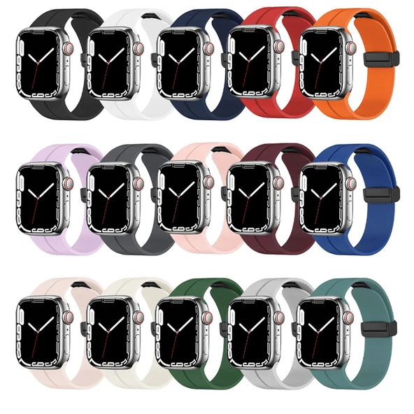 Apple Watch 44mm Kordon Magnetli Ayarlanır Silikon Kordon - 2