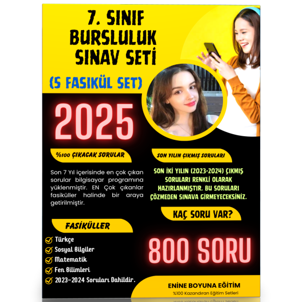 2025 7. Sınıf Bursluluk Sınav Seti (6 Fasikül Kitap) - 2