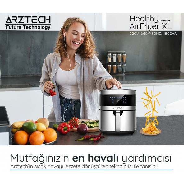 ARZTECH Airfryer XXL 6.5 Lt  4 Şişli Çelik Izgara Hediye