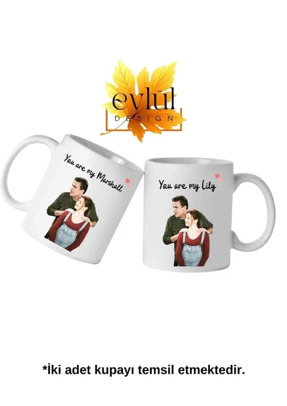 How I Met Your Mother Lily-Marshall İkili Porselen Sevgili Baskılı Kupa Bardak Hediye-2Adet