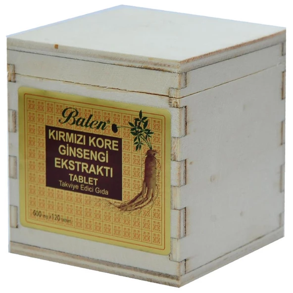 Balen Tahta Kutu Kırmızı Kore Ginsengi Ekstrakt Tableti 120X600mg