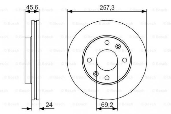 (BOSCH0986479S03)ON FREN DISK AYNASI 257MM ELANTRA 1.6 1.8 2000 2006 MATRIX 1.5 CRDI 1.6 1.8 2001>