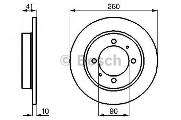 (BOSCH0986478898)ARKA FREN DISKI (AYNASI) DUZ MITSUBISHI CARISMA 1995-2006 VOLVO / S40 95-> V40 95-> DUZ (260MM)