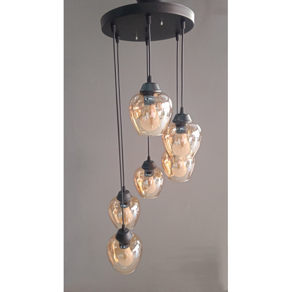 6 LI GLOB GOLD AÇIK CAM SARKIT AVİZE - 2