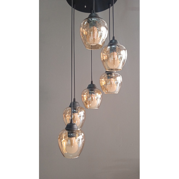 6 LI GLOB GOLD AÇIK CAM SARKIT AVİZE - 3