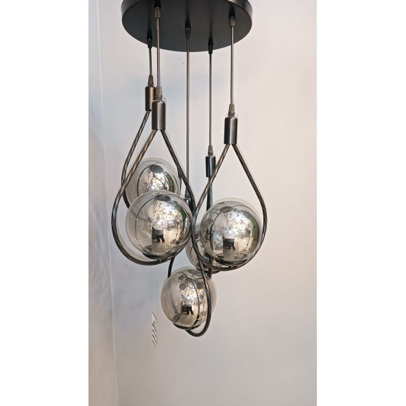 Damla Glob Camlı 5Lİ Sarkıt Avize - 3