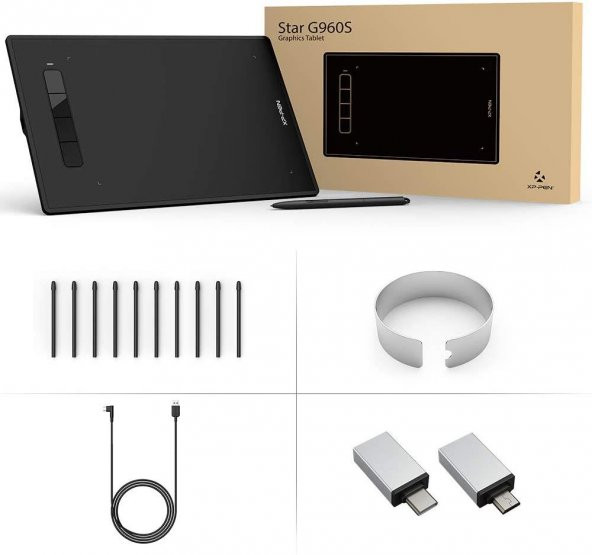 XP-Pen Star G960S 12.5x8.25 inç Grafik Tablet 8192 Basınç 4 Tuşlu - 8