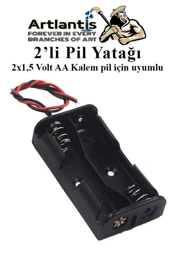 2 Li Pil Yatağı Deney 3 Adet Pil Yuvası Pil Kutusu Aa Kalem Kalın Pil 2x1,5 Volt Yaylı Pil Yuvası - 4