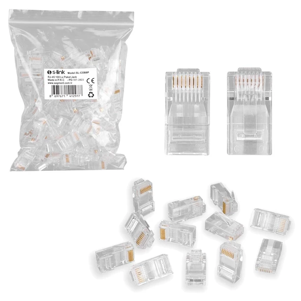 Rj45 Soket Cat5 8p (100 Adet) S-link Sl-cob8p