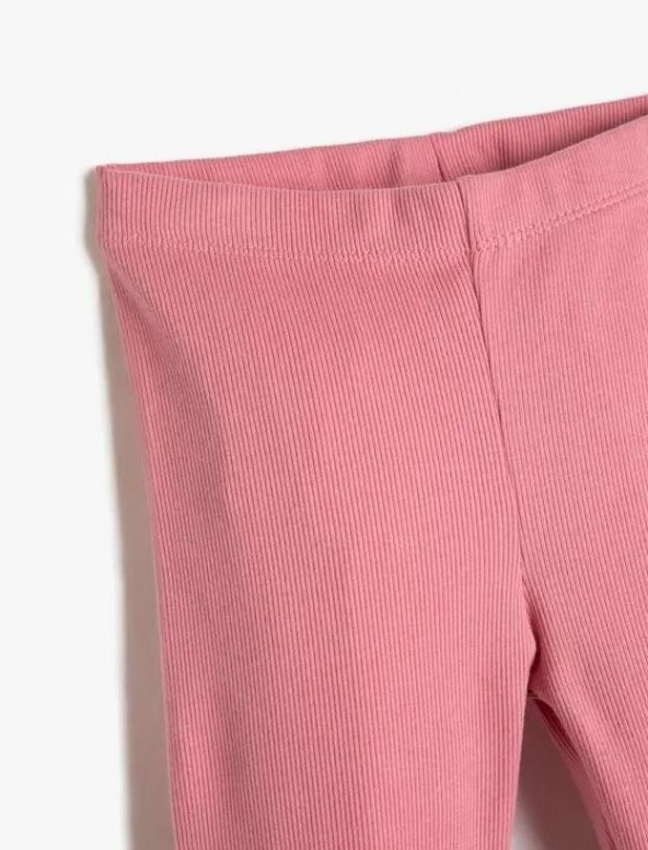 Koton Kız Çocuk Pamuklu Tayt Basic Capri BoyFitilli Beli Lastikli - 3