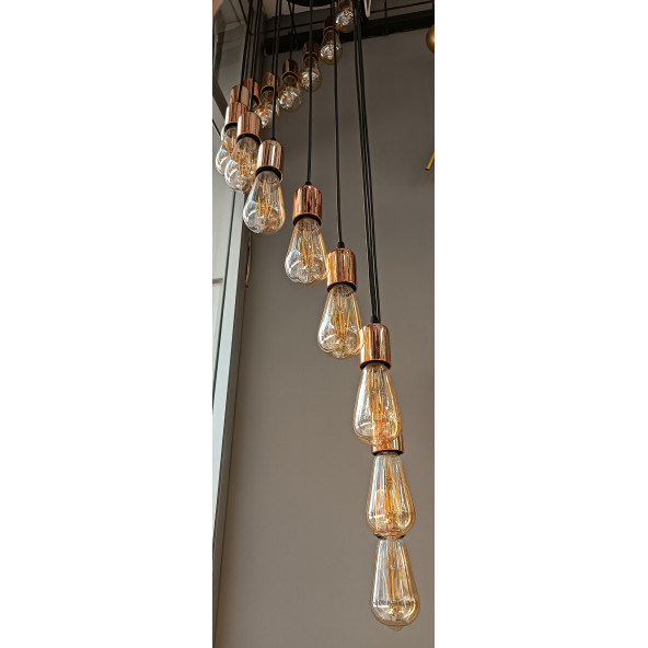 Sarkıt 15Li Bakır Retro Avize - 3