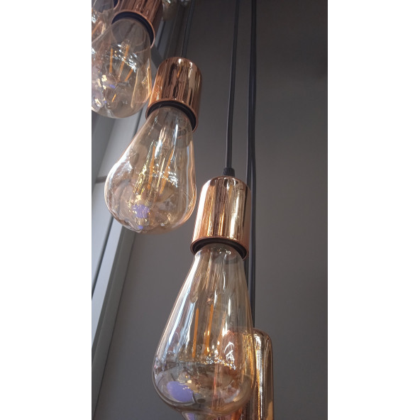 Sarkıt 15Li Bakır Retro Avize - 5