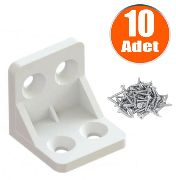 Mobilya Dolap Köşe Bağlantı Sabitleme L Gönye 28x28x28 mm Beyaz (10 ADET)