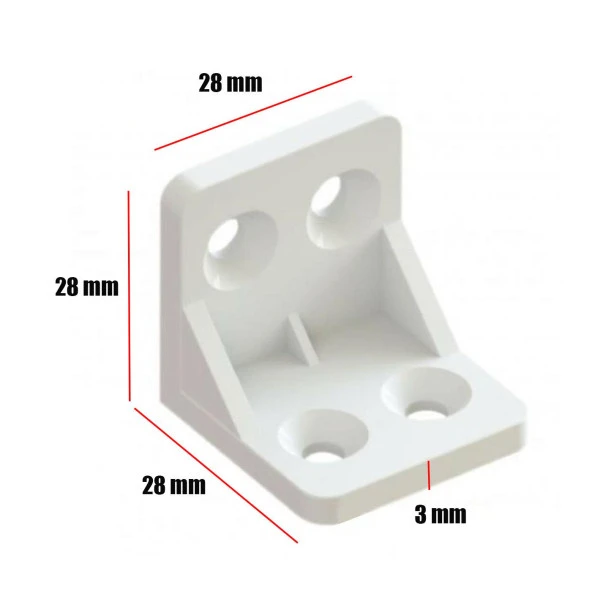 Mobilya Dolap Köşe Bağlantı Sabitleme L Gönye 28x28x28 mm Beyaz (10 ADET) - 2