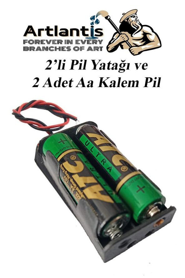 2 Li Pil Yatağı Deney 1 Adet Ve 2 Adet 1.5v Pil 1 Paket Pil Yuvası Pil Kutusu Aa Kalem Kalın Pil 2x1,5 Volt Yaylı Pil Yuvası - 1