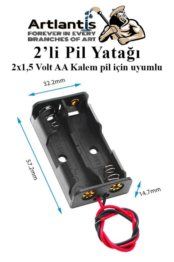 2 Li Pil Yatağı Deney 1 Adet Ve 2 Adet 1.5v Pil 1 Paket Pil Yuvası Pil Kutusu Aa Kalem Kalın Pil 2x1,5 Volt Yaylı Pil Yuvası - 6